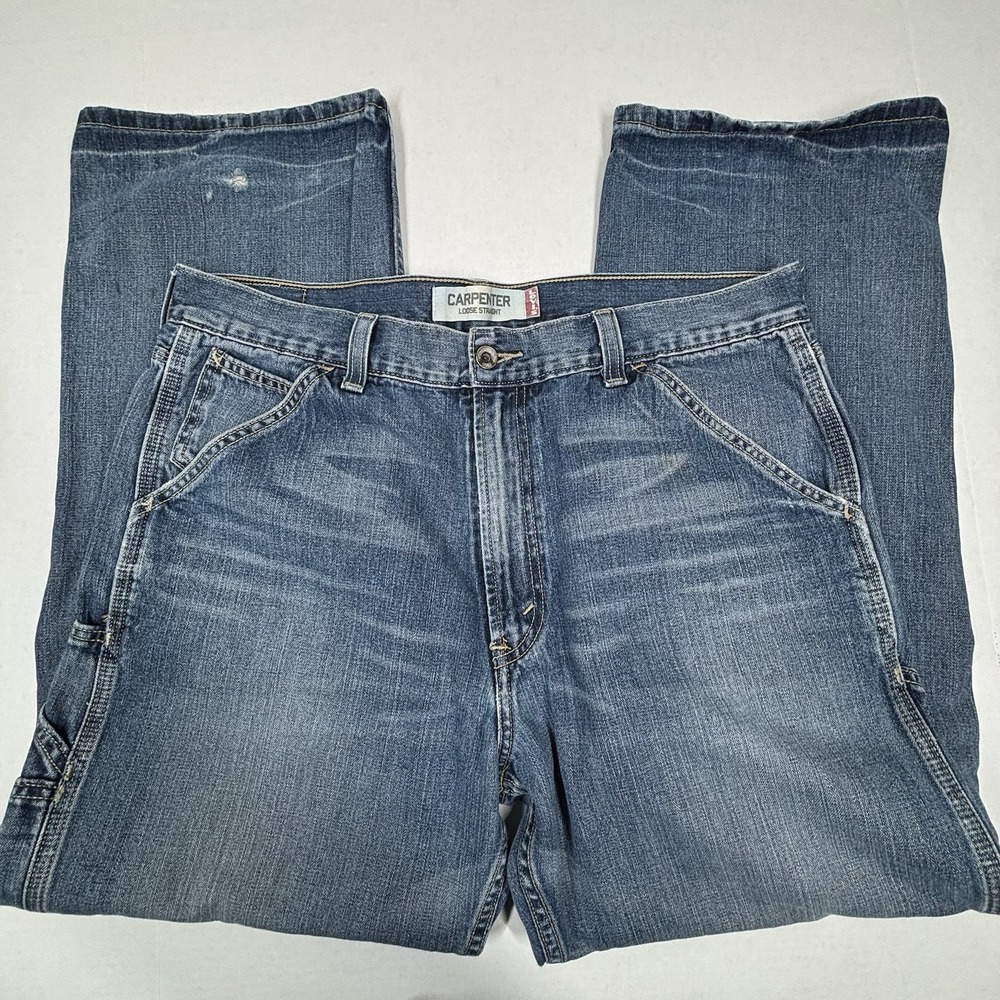 Levi's 701 Carpenter Loose Straight Cargo Jeans Mens 36x30 Distressed Y2K Medium